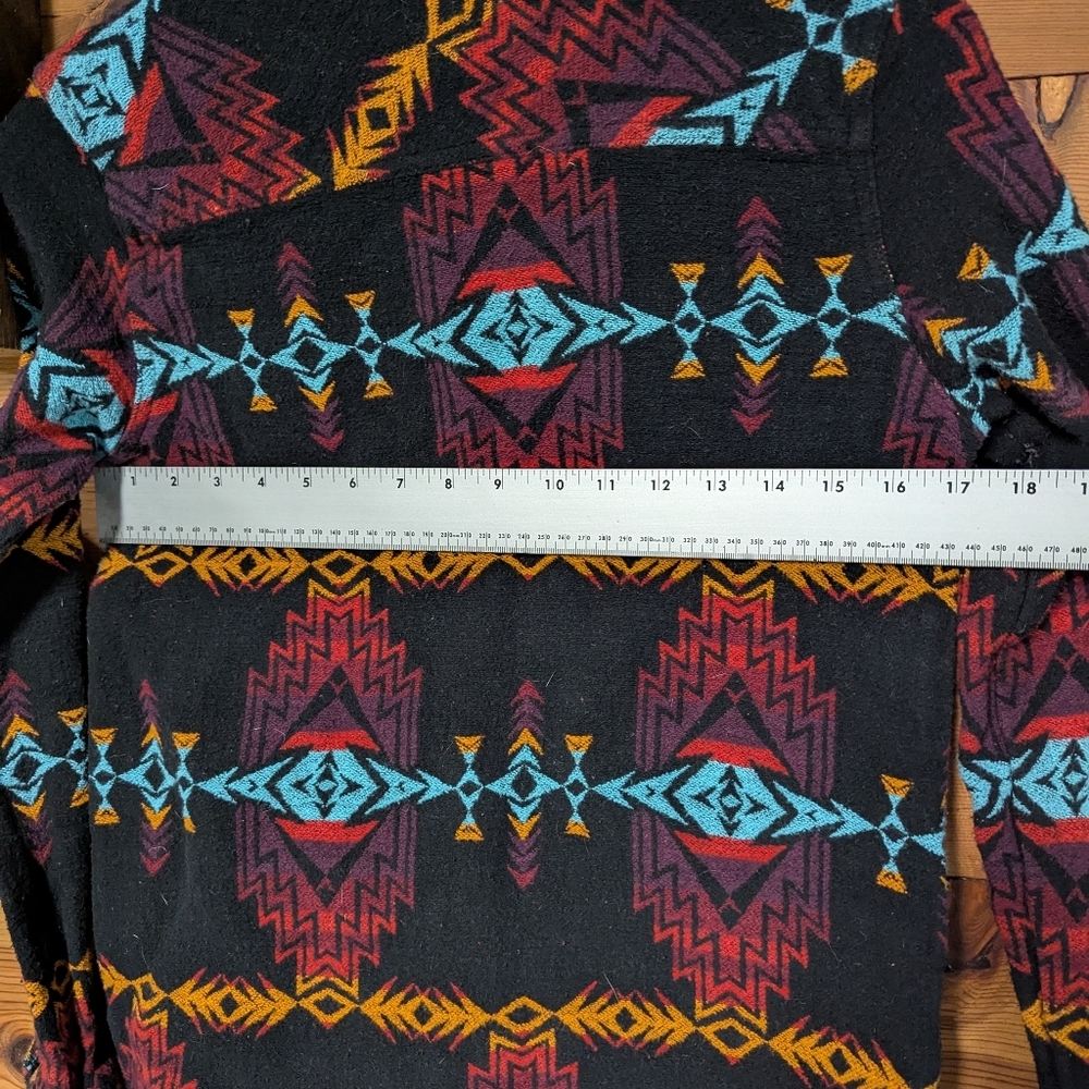 Rock and Roll Denim Medium Southwestern Print Shirt Jacket Western Snap Cowboy - Picture 11 of 12